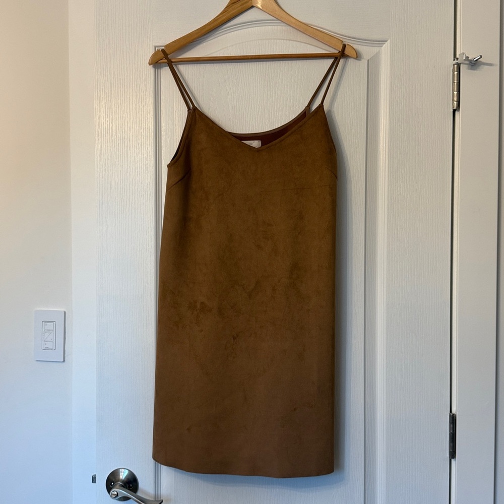 OAK + FORT Tan Suede V-Neck Dress